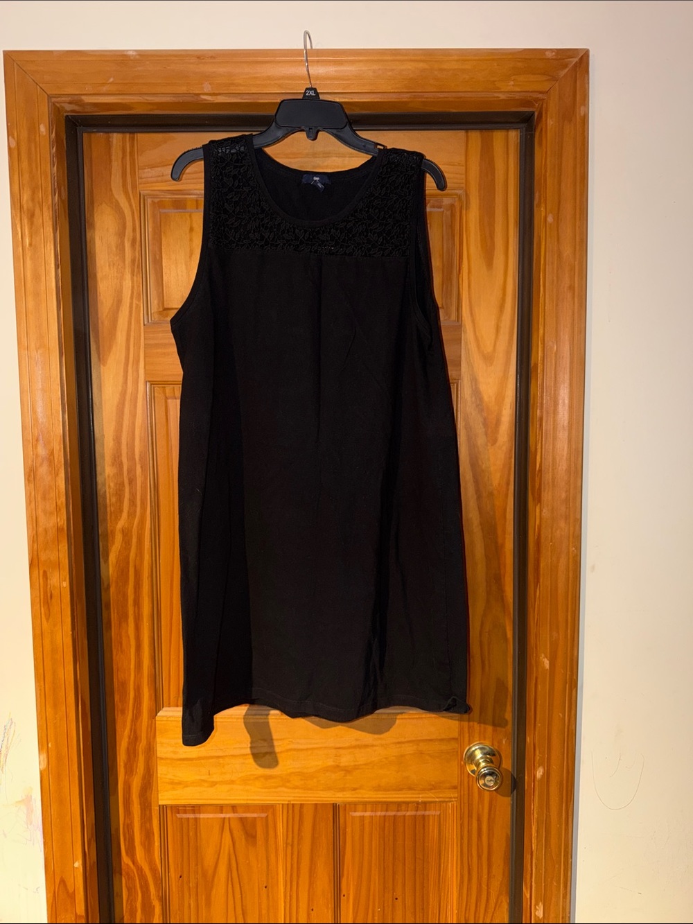 GAP Black Sleeveless Tunic with Crochet Yoke